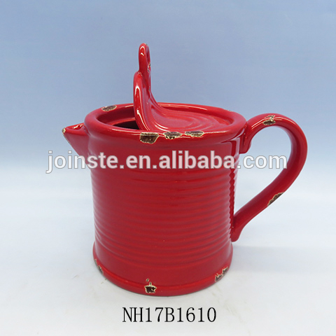 Red Ceramic pop can shaped Creamer container