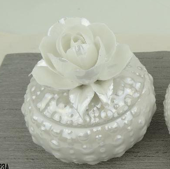 Pearl Plated porcelain trinket box,ceramic flower trinket box,jeweled trinket boxes