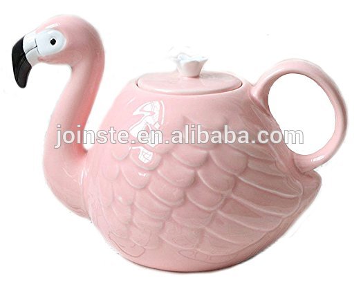 Pink ceramic flamingo teapot