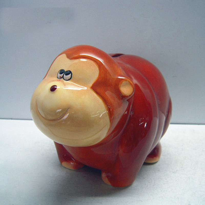 Monkey Shape Ceramic Piggy Bank, Coin bank, Money box