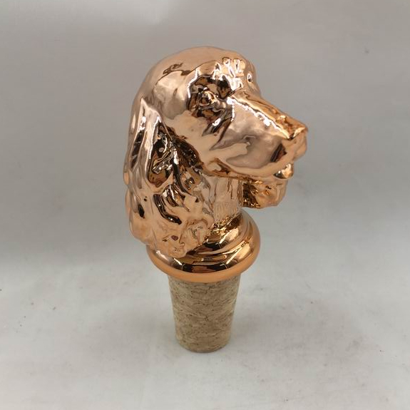 Golden Retriever Shape Wine bottle stopper, Ceramic, Custom shape cork stopper