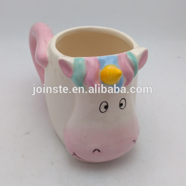 Customized pink cute unicorn ceramic coffee mug