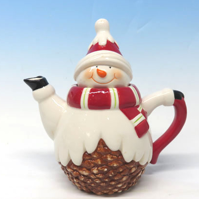 Customized cheap Christmas Santa ceramic teapot porcelain teapot decoration