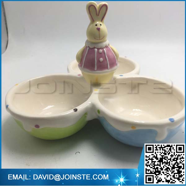 3 parts easter ceramic rabbit bowl sets