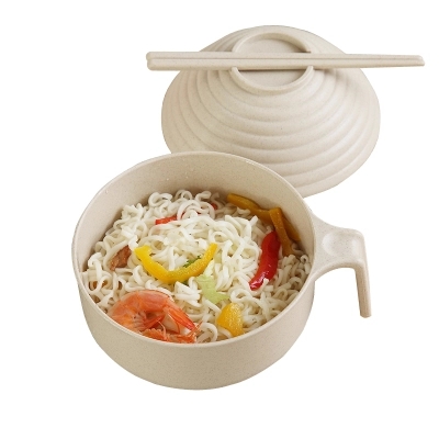 Custom cheapIvory color ceramic noodle bowl soup bowl set of 2