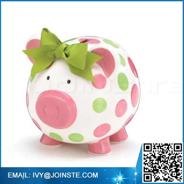 Ceramic pink pig money bank wholesale animal shaped piggy bank in high quality
