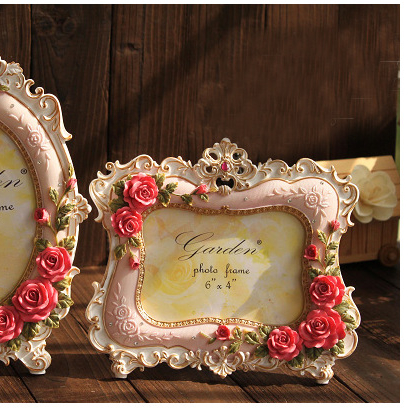 wholesale funny wedding resin beautiful metal photo rose decoration Creative Gift Photo Frame