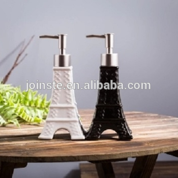 Customized Eiffel tower shape ceramic lotion pump bottle liquid dispenser best travel gift