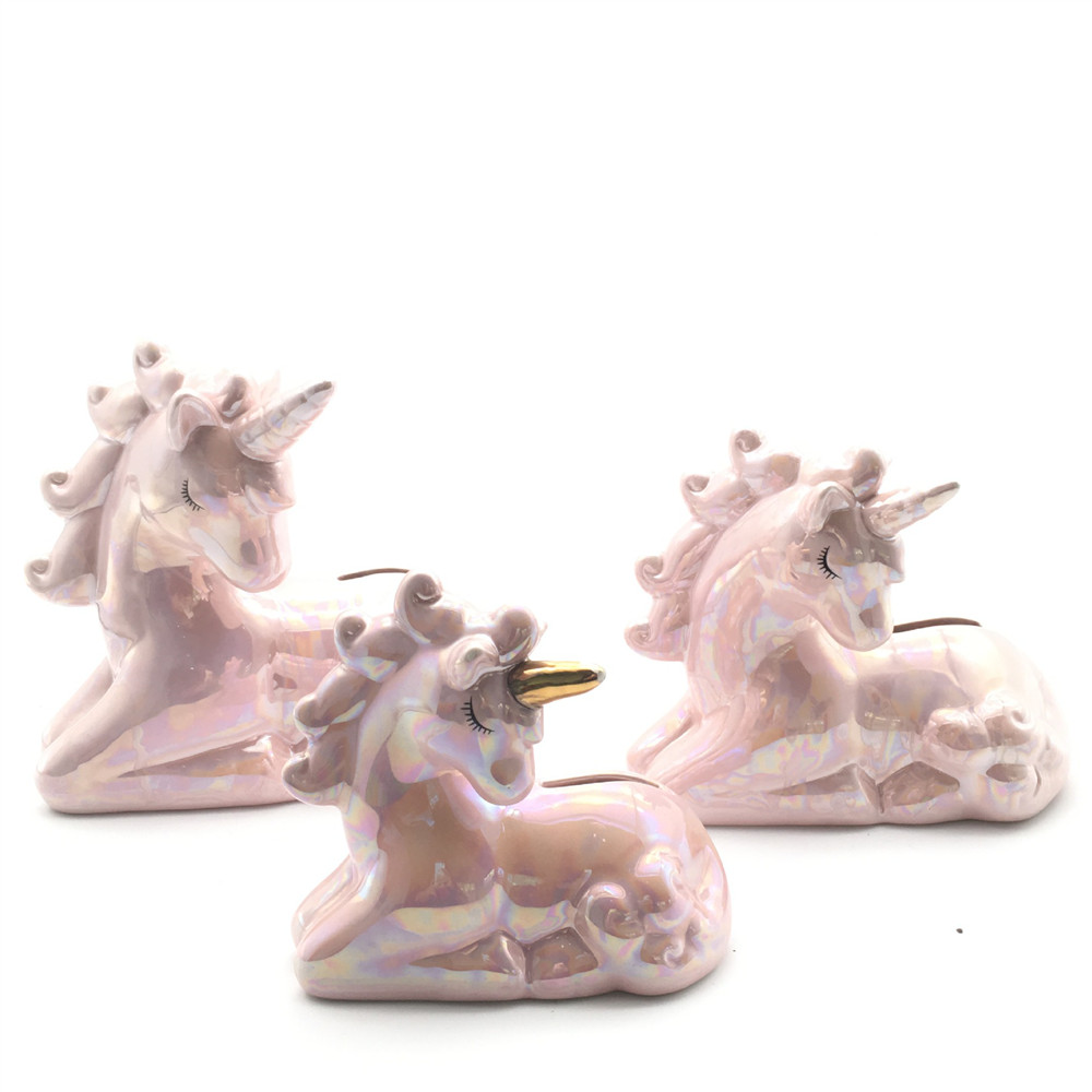Color glazed  unicorn  piggy bank ceramic unicorn money bank custom
