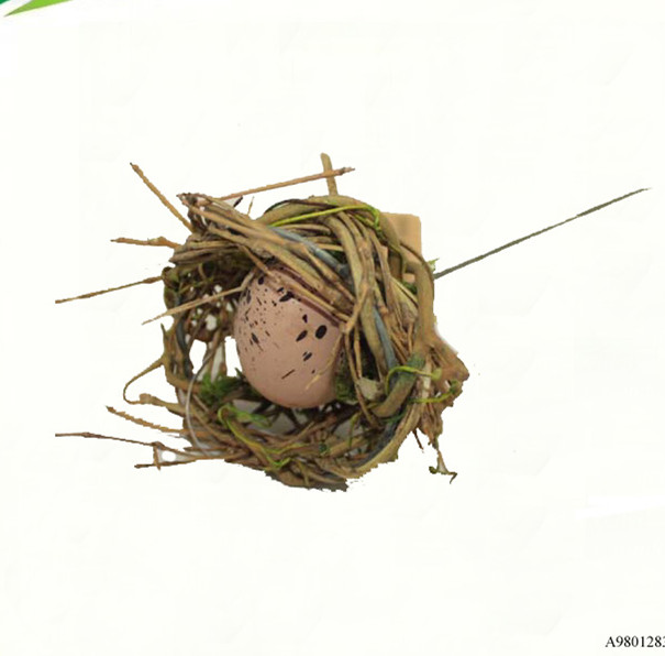 Rattan bird nest pick  with artificial eggs