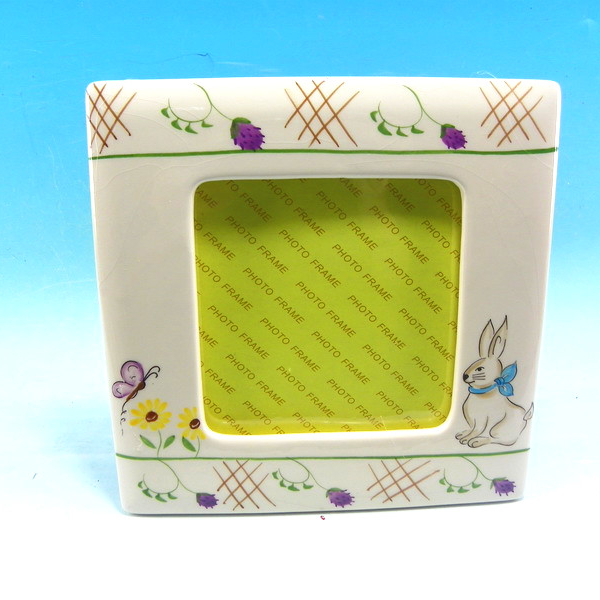 Funny Easter ceramic photo frames ,ceramic photo frames with bunny printed