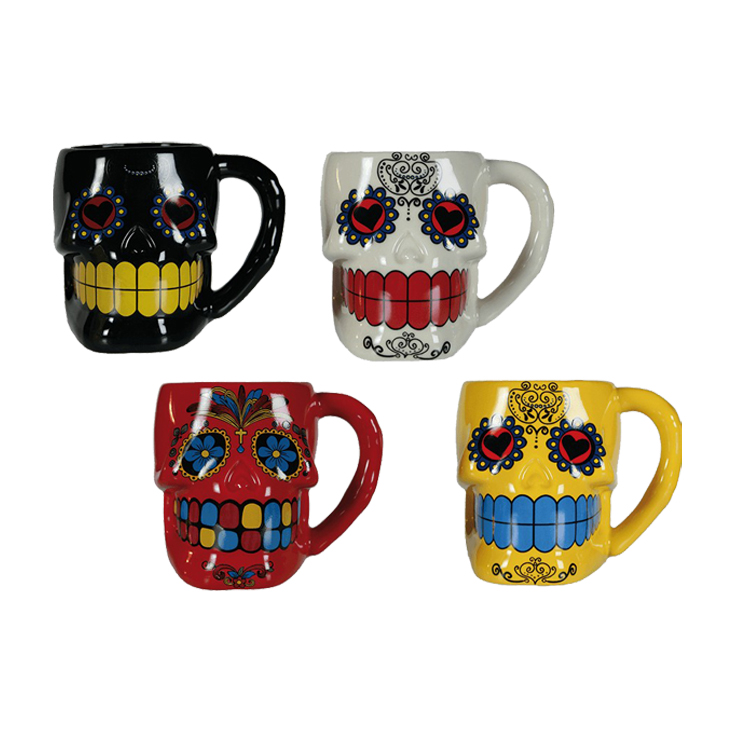 Ceramic skull mugs set of 4