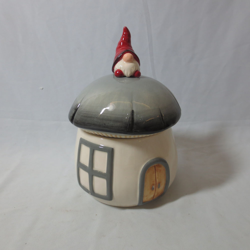 New design  ceramic cookie jar storage jar   hand painted   mushroom ceramic cookie jar