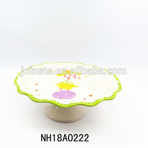 Ceramic Easter chicks Cake Stand Plate Display Platter