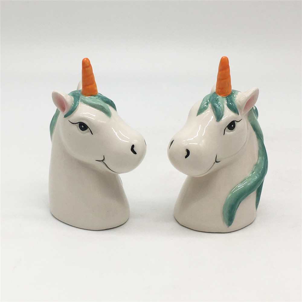 unicorn shape salt pepper shaker handmade  ceramic   cute  animal  salt  and pepper shakers
