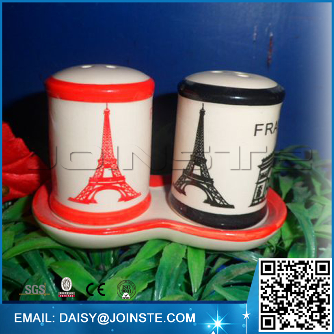 France Tower ceramic salt and pepper shaker