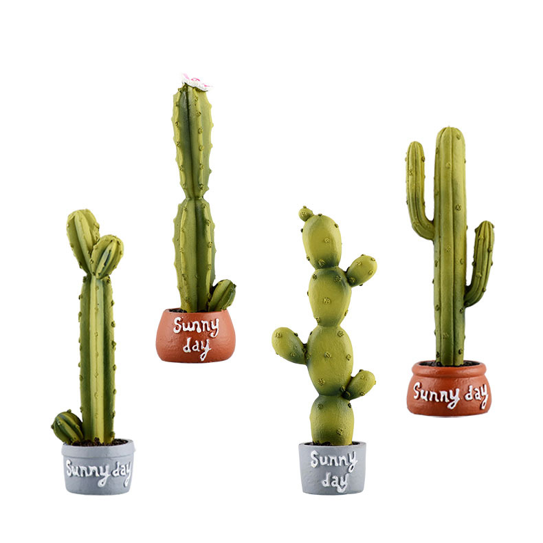 hotsale polyresin vase with cactus for home decoration