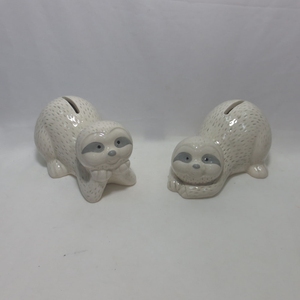 Ceramic Sloth and Baby Money Box, Piggy Bank, Coin bank