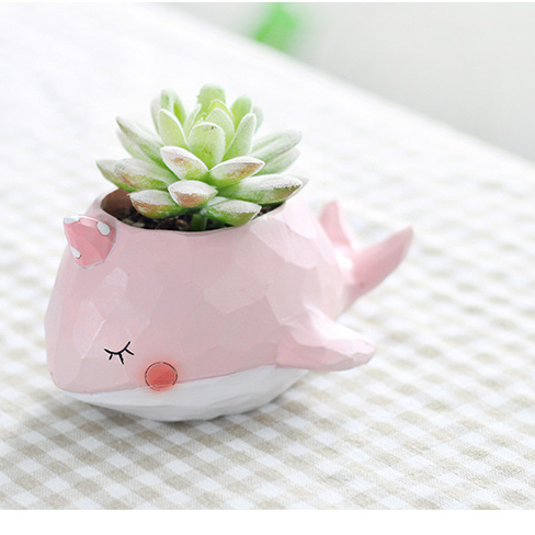 Custom Whale shape polyresin flower planter pot resin garden decoration