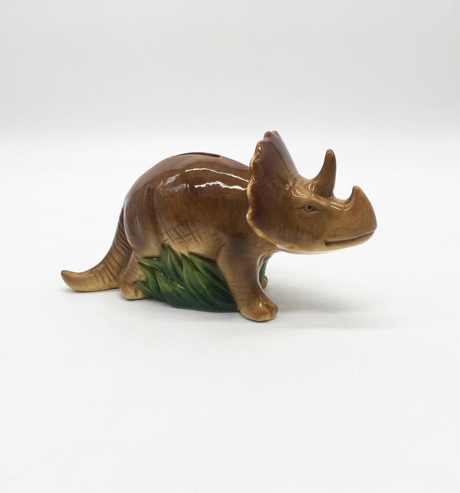 Horned dinosaur Shape Ceramic Piggy Bank, Coin bank, Money box