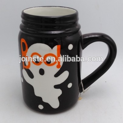 Customized black ceramic mug with thread top