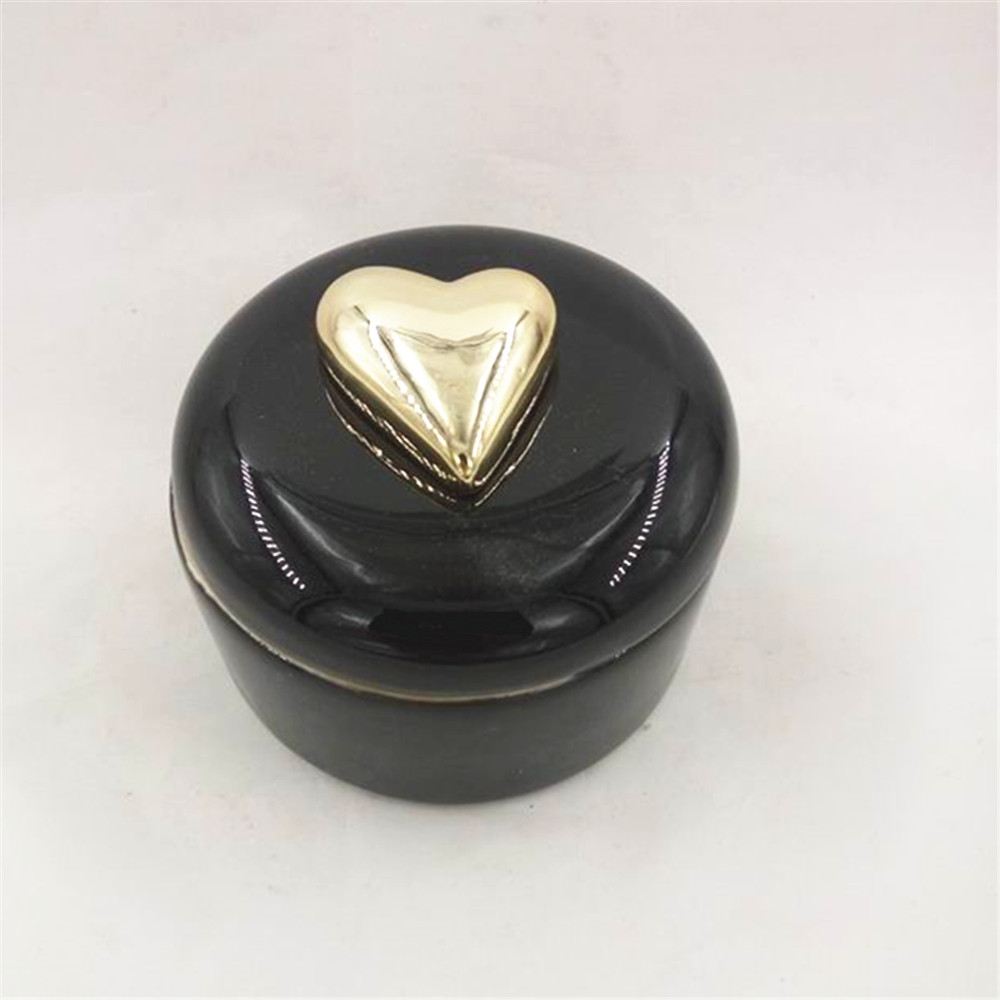 Custom ceramic jewelry box  black  jewelry box  private logo   jewelry box with heart
