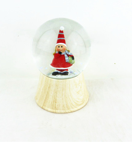 Customized wooden grain base santa  snow globe ,santa  christmas wooden grain snow globes
