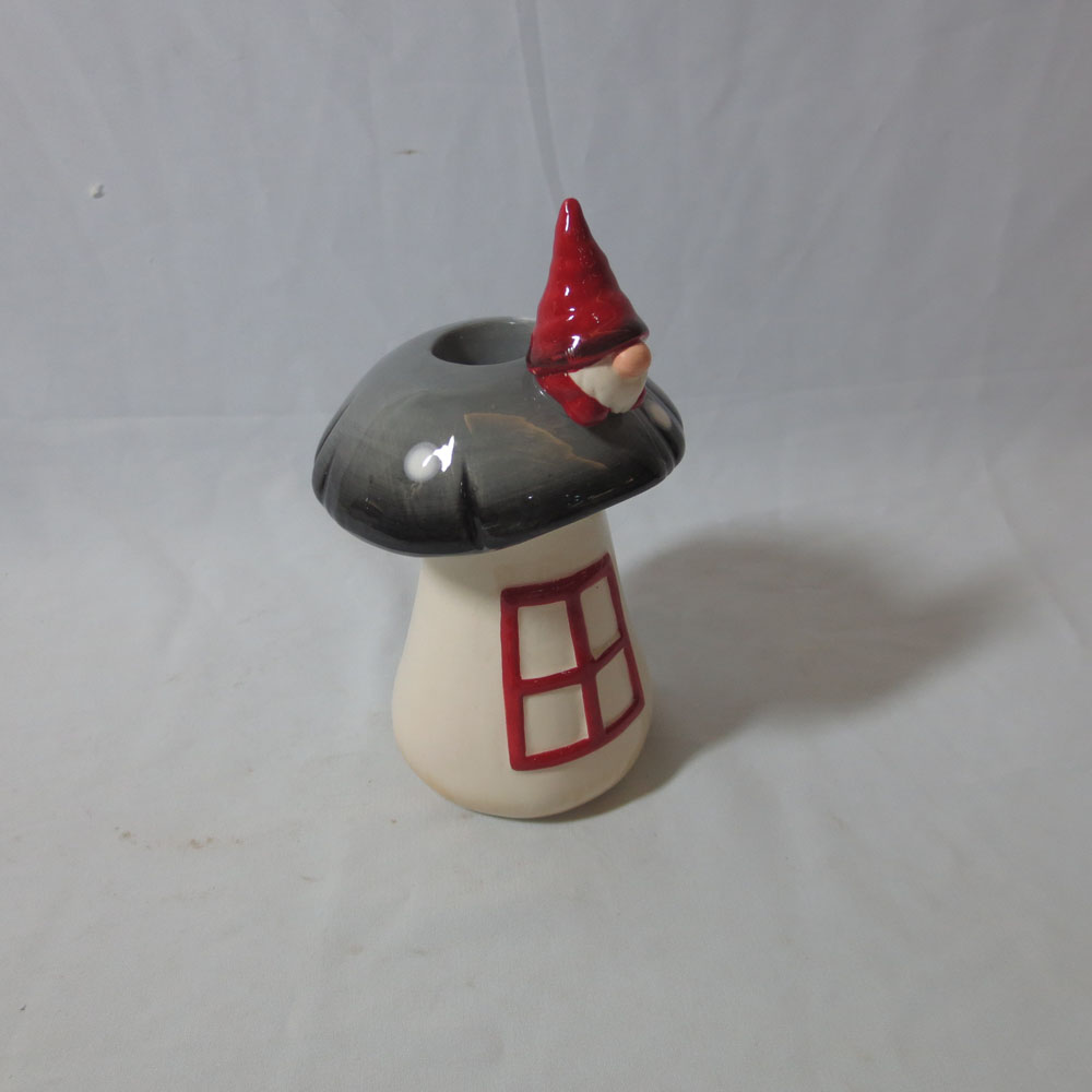 mushrooms red santa decoration candle holder