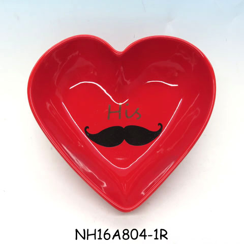 Elegant Ceramic Heart Shaped Dinner Plate/Salad Plate/Dessert Plate/Steak Plate, His moustache