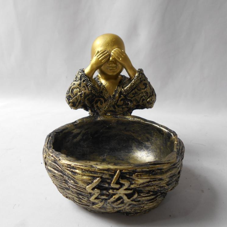 Hear no evil, speak no evil and see no evil little Monk statue,buddhist monk statue candle holder