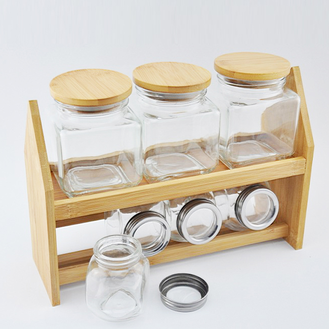 Bamboo kitchen rack organizer for Spice, Pepper, Salt