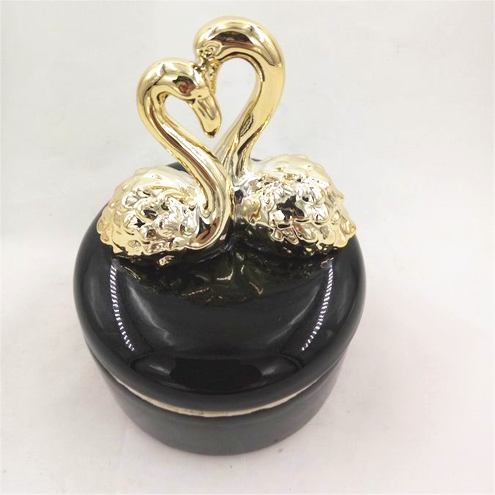Swan  jewelry box  black ceramic  jewelry  necklace  box   ring box OEM  jewelry box