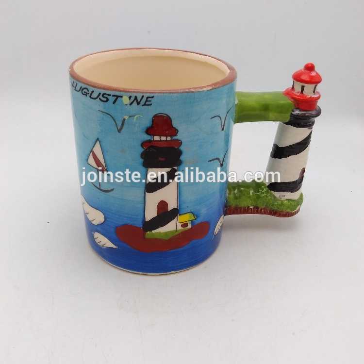 Lighthouse ceramic coffee mug colorful painting