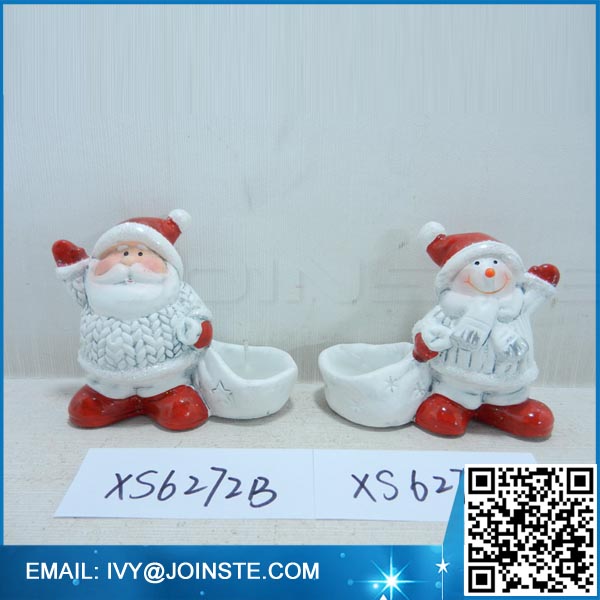 Christmas snow man mini led candle holder ceramic tea light candle holder