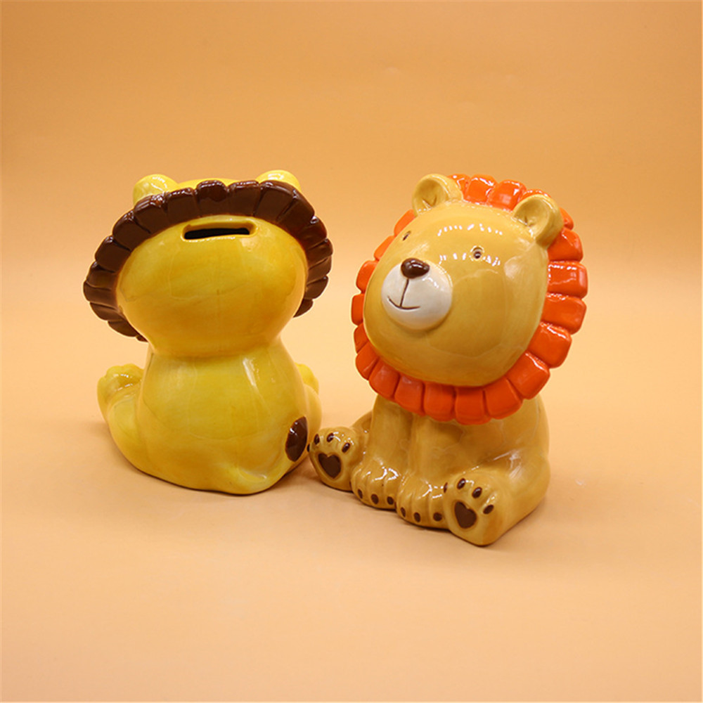 Home decor ceramic lion figurine  coin bank  living room  decoration  money bank