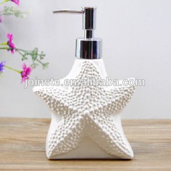 Customized plain white star shape ceramic lotion pump bottle liquid container wedding gift