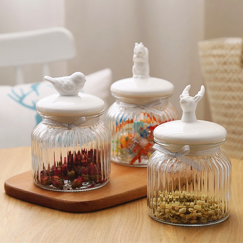Airtight storage jars with ceramic lid,hermetic glass bottles