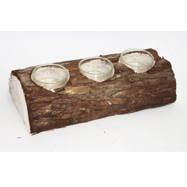 Wood trunk with tealight holders