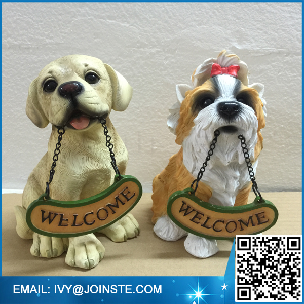 Little resin animal art home decoration dog craft welcome resin dog