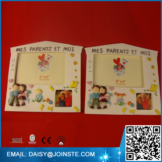 Family polyresin double picture photo frame