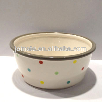 Custom cheap handmade painting ceramic pet bowl dog bowl