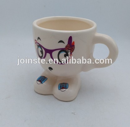 Customized cute feet animal ceramic mug with handle