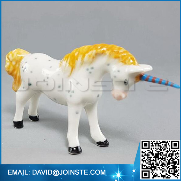 Ceramic unicorn statue dollhouse miniature figurine