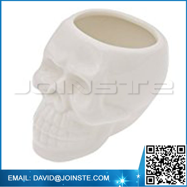 White Ceramic Skull Plant Pot, Ceramic Skull Flower Container