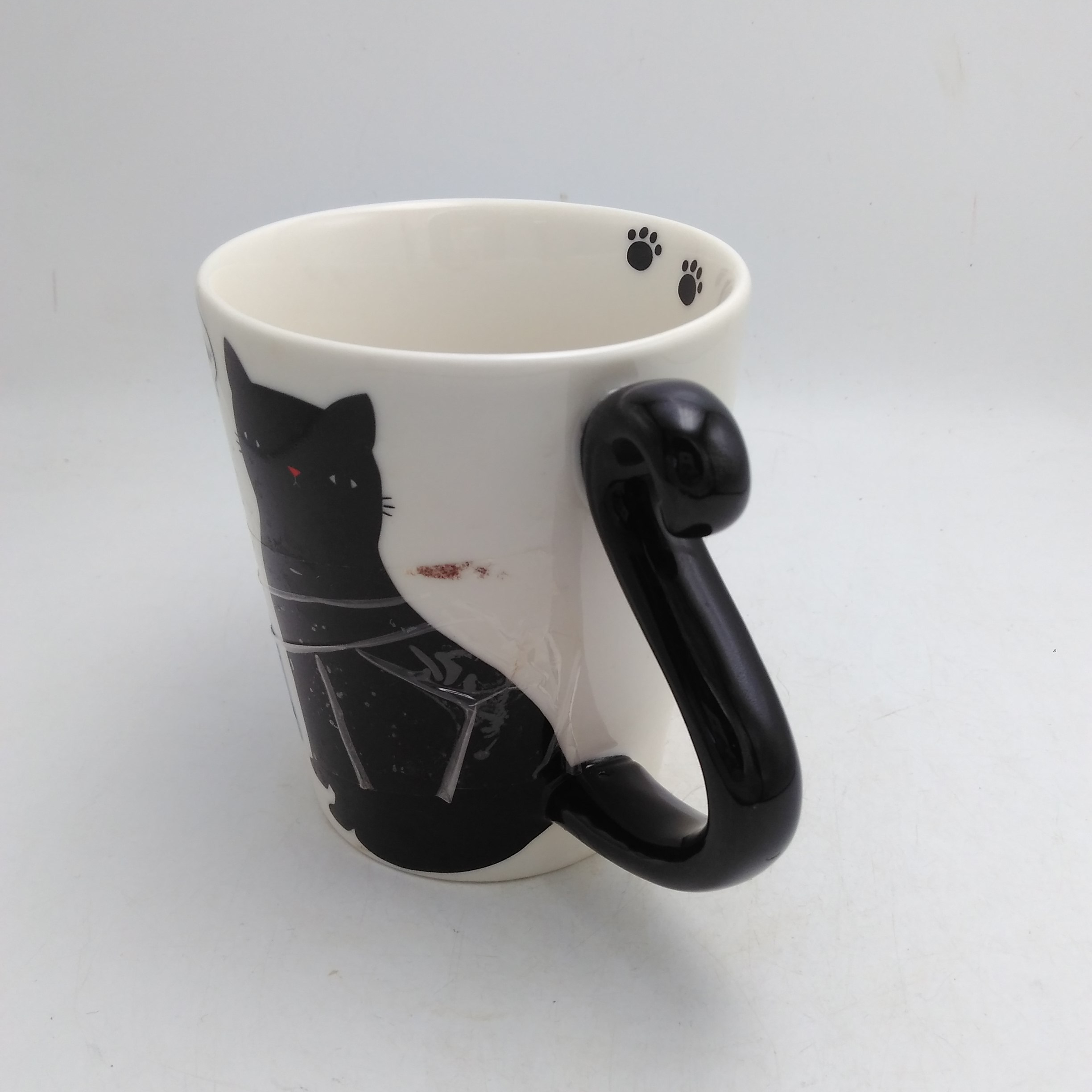 Paintable animal cat ceramic coffee mug cat paw prints cup