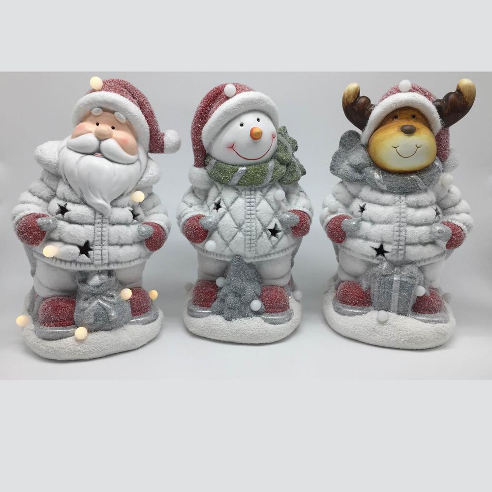 2019 White Ceramic Santa Xmas LED Decoration Christmas Santa Claus Night Light