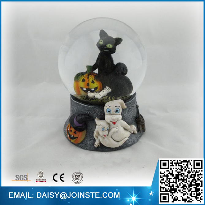 Halloween black cat snow globe with blower