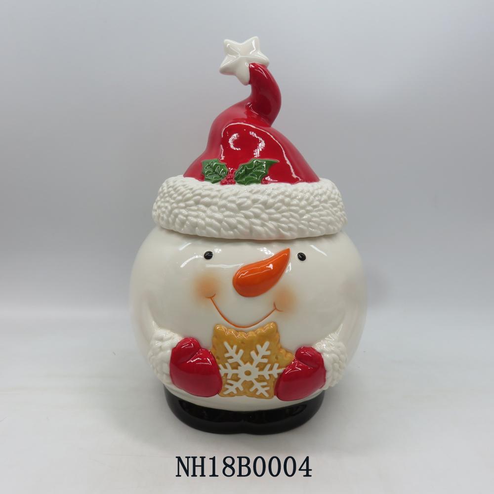 Porcelain Tableware Canister Set Christmas Ceramic Candy Jar with Christmas hat design