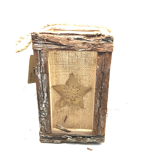 Natural primitive  christmas wooden bark lantern ,votive lanterns