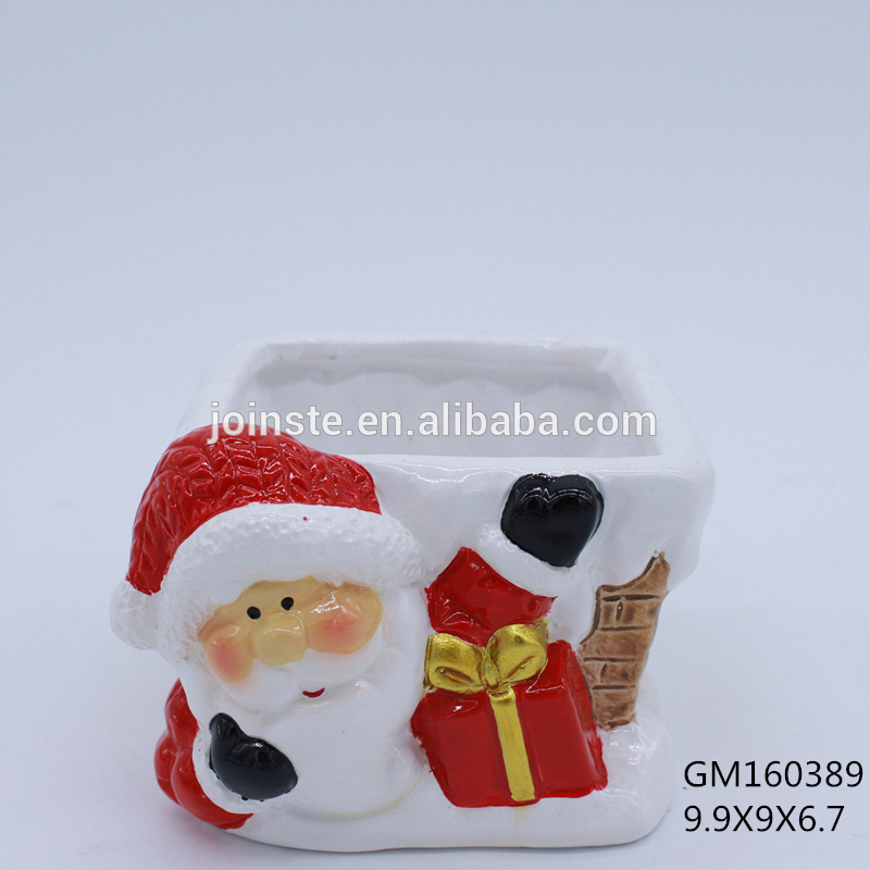 Custom ceramic square shape with Santa candle holder Christmas decoration